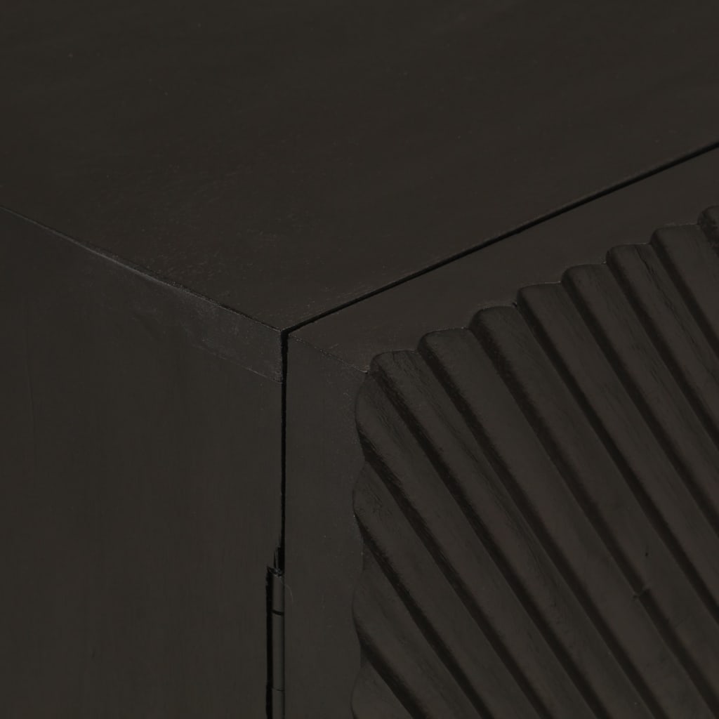 Credenza Nera 55x30x76 cm in Legno Massello di Mango e Ferro 372026