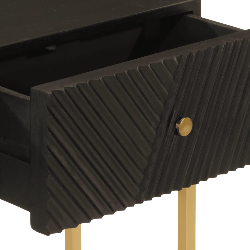 Tavolo Consolle Nero 90x30x76cm Legno Massello di Mango e Ferro