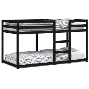 Letto a Castello Nero 90x200 cm in Legno Massello di Pino