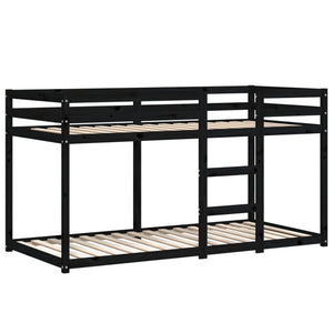 Letto a Castello Nero 90x200 cm in Legno Massello di Pino