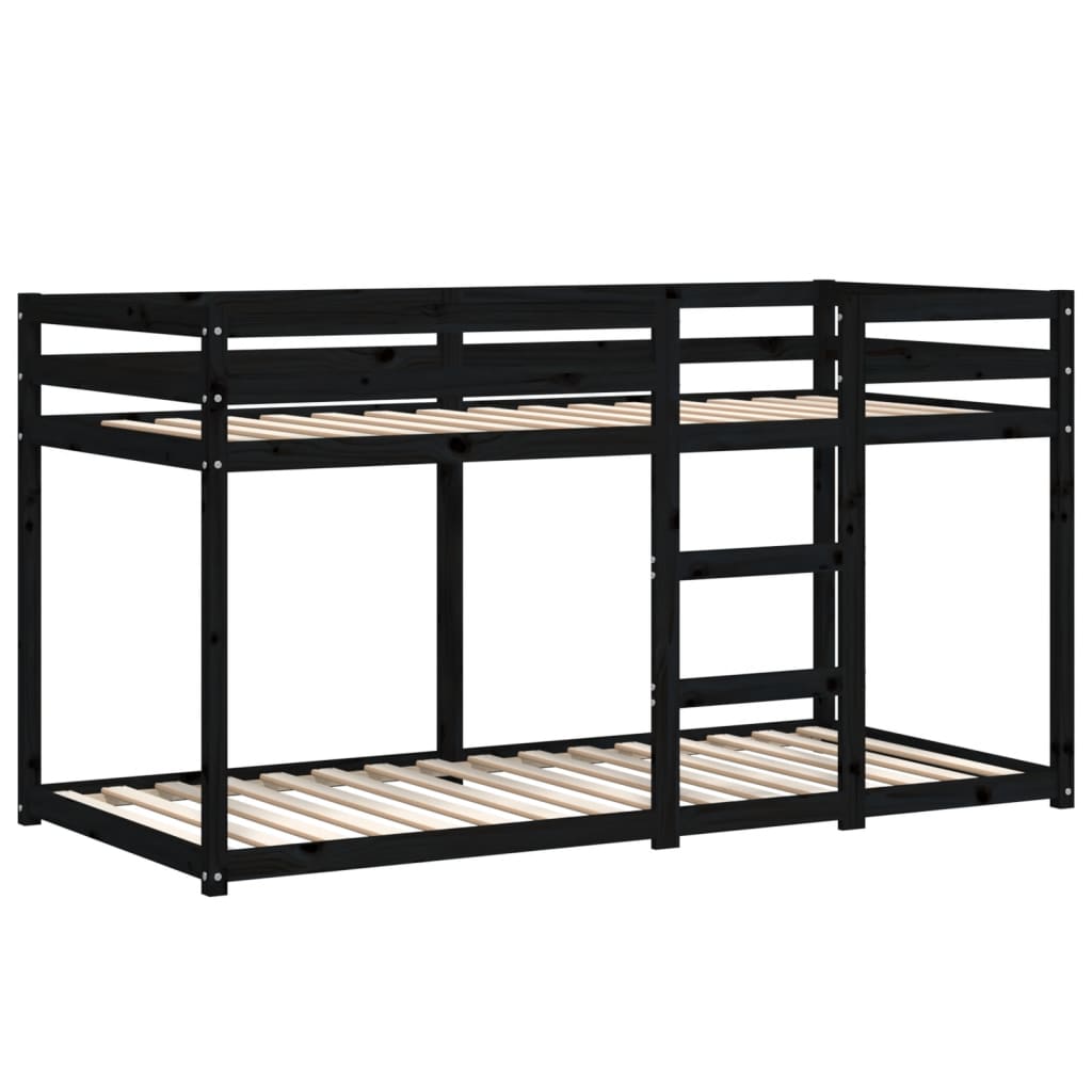 Letto a Castello Nero 90x200 cm in Legno Massello di Pino 3206506