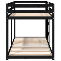 Letto a Castello Nero 90x200 cm in Legno Massello di Pino 3206506