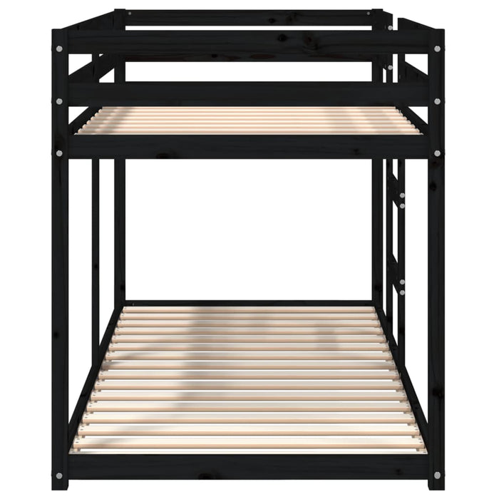 Letto a Castello Nero 90x200 cm in Legno Massello di Pino 3206506