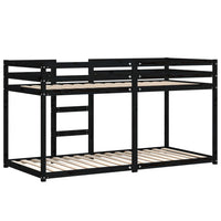 Letto a Castello Nero 90x200 cm in Legno Massello di Pino