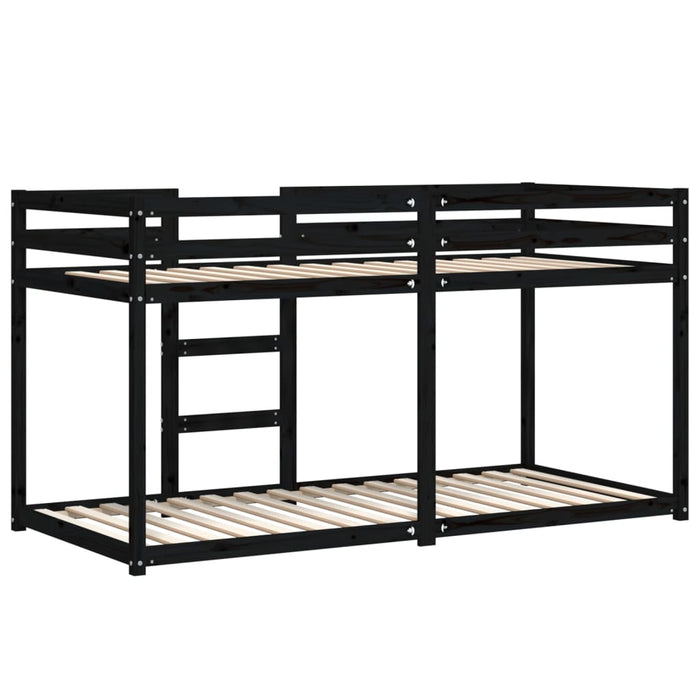 Letto a Castello Nero 90x200 cm in Legno Massello di Pino