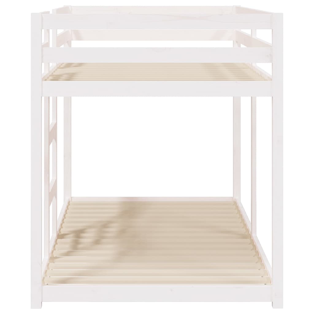 Letto a Castello senza Materasso Bianco 90x190cm Massello Pino
