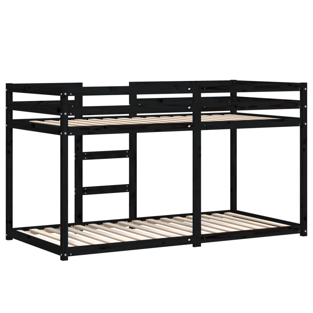 Letto a Castello Nero 90x190 cm in Legno Massello di Pino 3206509