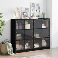 Libreria con Ante Nera 136x37x109 cm in Legno Multistrato 3206511