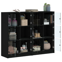 Libreria con Ante Nera 136x37x109 cm in Legno Multistrato 3206511