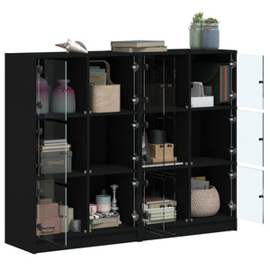 Libreria con Ante Nera 136x37x109 cm in Legno Multistrato 3206511