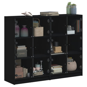 Libreria con Ante Nera 136x37x109 cm in Legno Multistrato 3206511