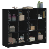 Libreria con Ante Nera 136x37x109 cm in Legno Multistrato 3206511