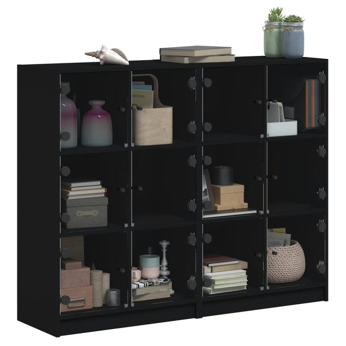 Libreria con Ante Nera 136x37x109 cm in Legno Multistrato 3206511