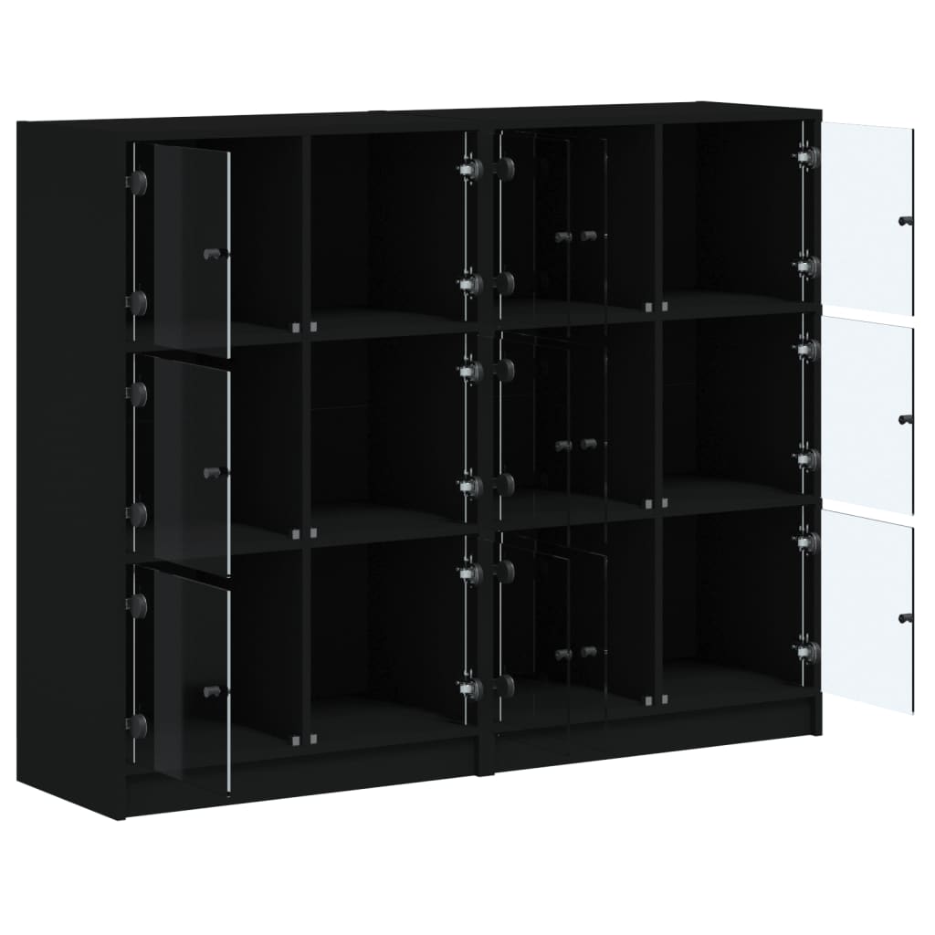 Libreria con Ante Nera 136x37x109 cm in Legno Multistrato 3206511