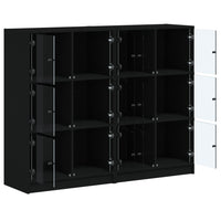 Libreria con Ante Nera 136x37x109 cm in Legno Multistrato 3206511