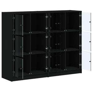 Libreria con Ante Nera 136x37x109 cm in Legno Multistrato 3206511