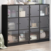 Libreria con Ante Nera 136x37x109 cm in Legno Multistrato 3206511