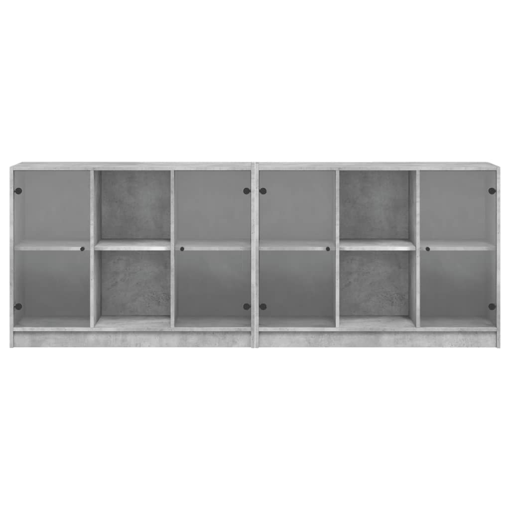Libreria con Ante Grigio Cemento 204x37x75 cm Legno Multistrato