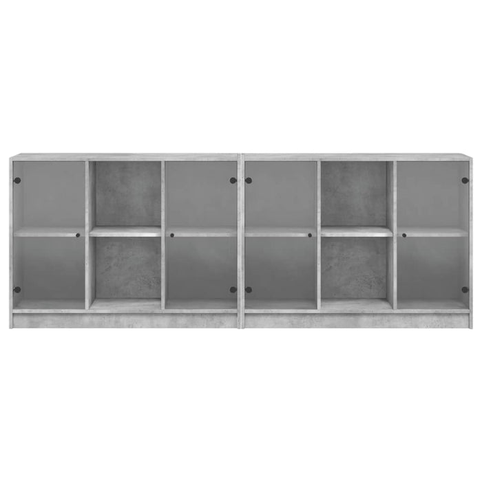Libreria con Ante Grigio Cemento 204x37x75 cm Legno Multistrato