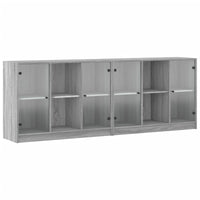 Libreria con Ante Grigio Sonoma 204x37x75 cm Legno Multistrato 3206536