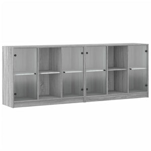 Libreria con Ante Grigio Sonoma 204x37x75 cm Legno Multistrato 3206536