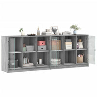 Libreria con Ante Grigio Sonoma 204x37x75 cm Legno Multistrato 3206536