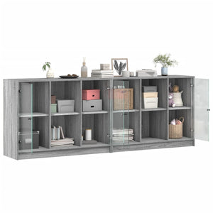 Libreria con Ante Grigio Sonoma 204x37x75 cm Legno Multistrato 3206536