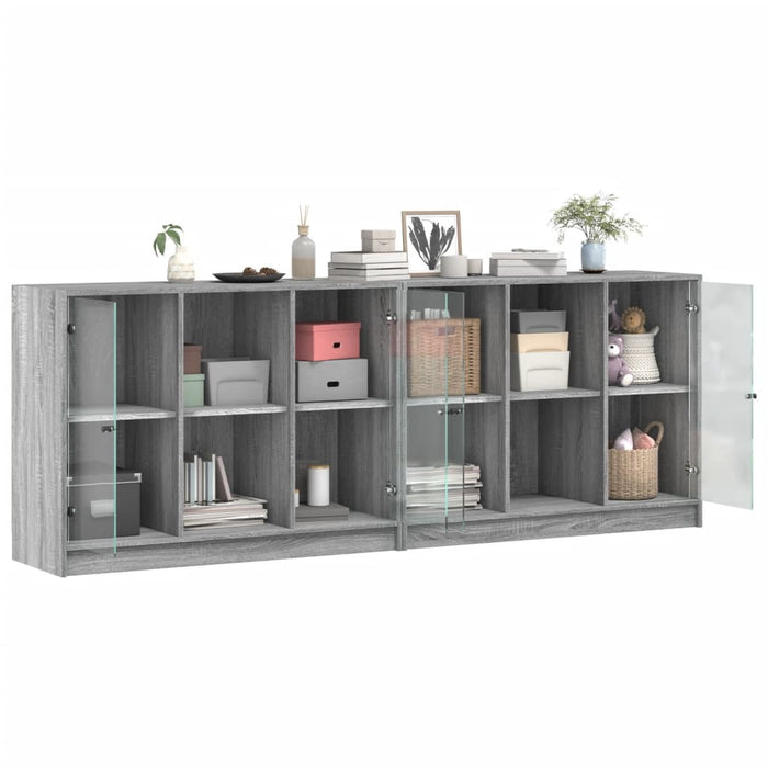 Libreria con Ante Grigio Sonoma 204x37x75 cm Legno Multistrato 3206536