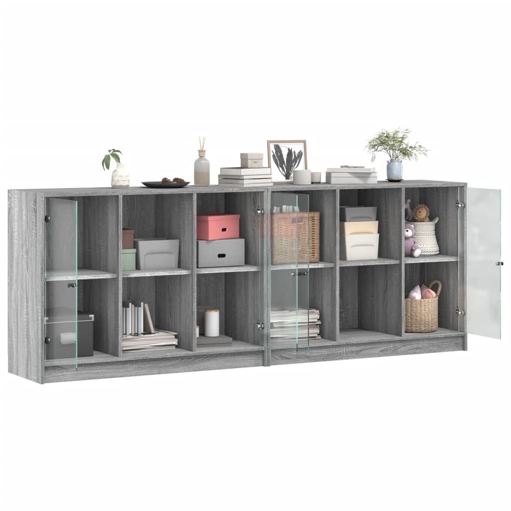 Libreria con Ante Grigio Sonoma 204x37x75 cm Legno Multistrato 3206536