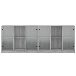 Libreria con Ante Grigio Sonoma 204x37x75 cm Legno Multistrato 3206536