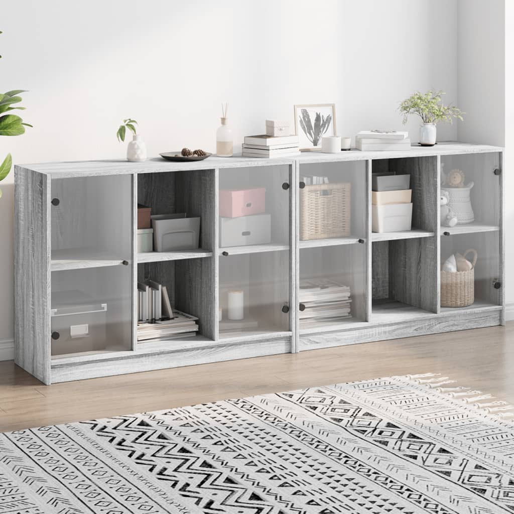 Libreria con Ante Grigio Sonoma 204x37x75 cm Legno Multistrato 3206536