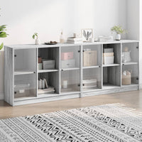 Libreria con Ante Grigio Sonoma 204x37x75 cm Legno Multistrato 3206536