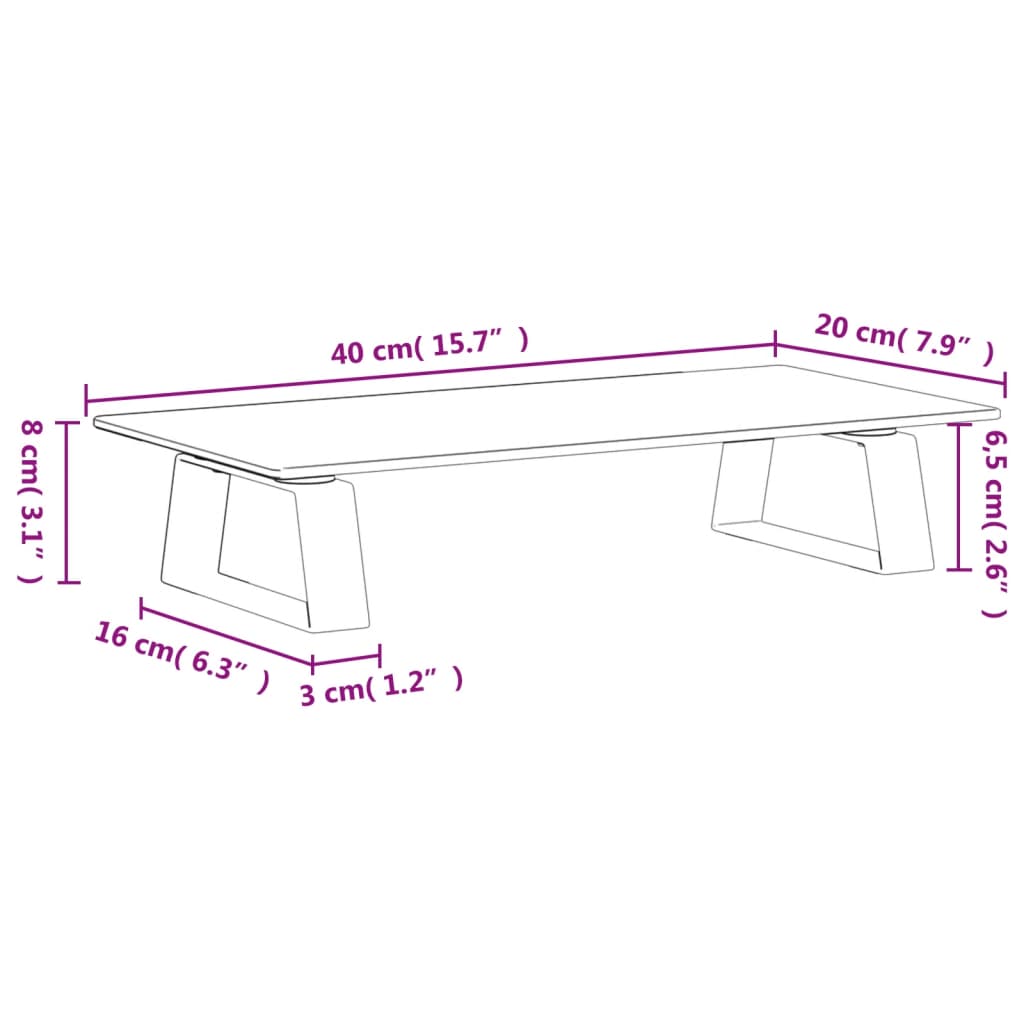 Supporto per monitor tavolo scrivania mobile 40 x 20 x 8 cm vetro temperato e metallo bianco 02_0044859
