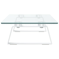 Supporto per monitor tavolo scrivania mobile 60 x 20 x 8 cm vetro temperato e metallo bianco 02_0044896