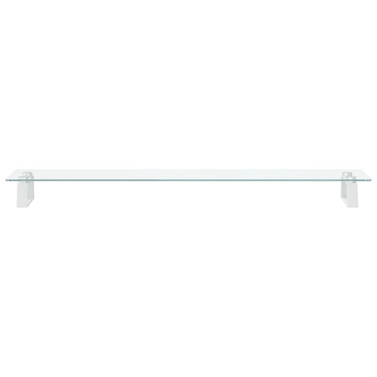 Supporto per monitor da tavolo mobile da scrivania 100 x 20 x 8 cm vetro temperato e metallo bianco 02_0044823