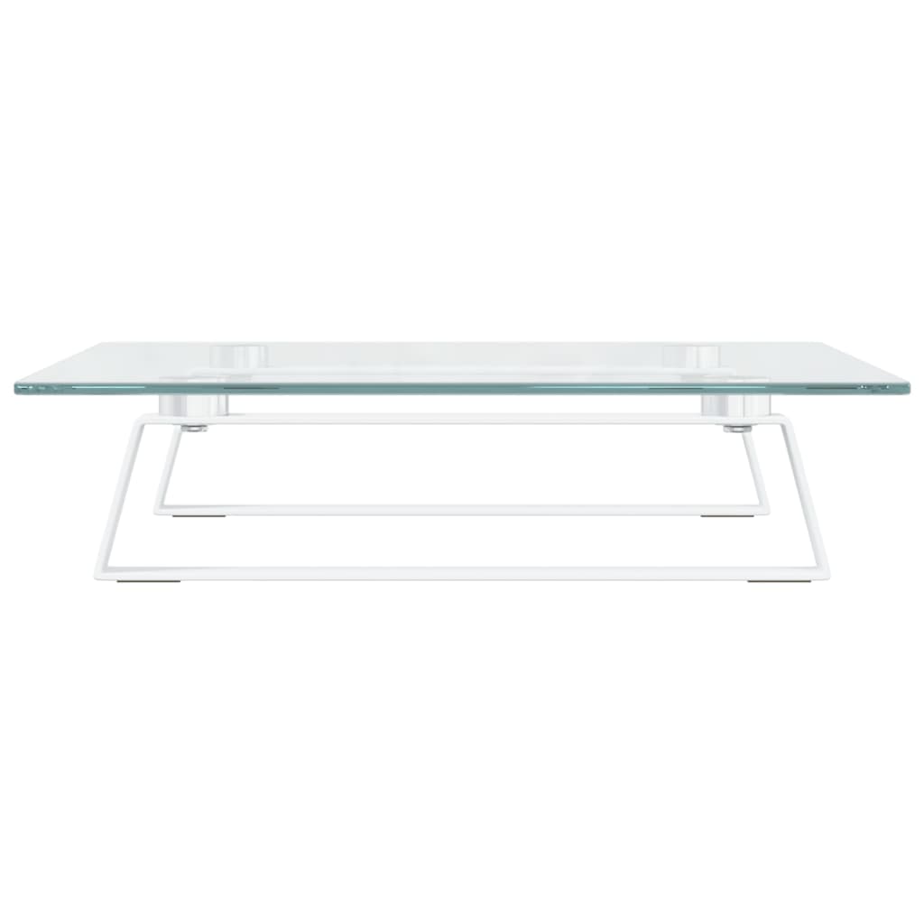 Supporto per monitor da tavolo mobile da scrivania 40 x 35 x 8 cm vetro temperato e metallo bianco 02_0044861