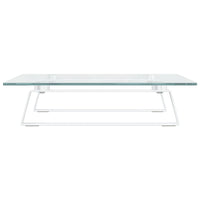 Supporto per monitor da tavolo mobile da scrivania 40 x 35 x 8 cm vetro temperato e metallo bianco 02_0044861