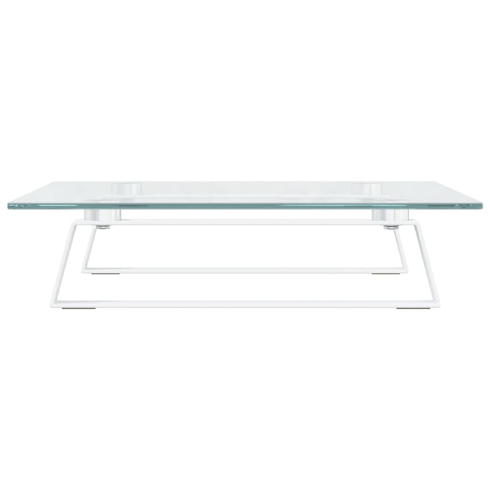 Supporto per monitor da tavolo mobile da scrivania 40 x 35 x 8 cm vetro temperato e metallo bianco 02_0044861