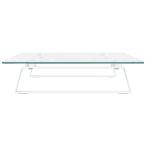 Supporto per monitor da tavolo mobile da scrivania 60 x 35 x 8 cm vetro temperato e metallo bianco 02_0044898