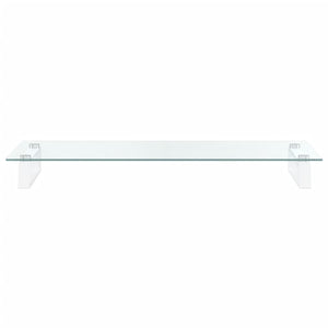 Supporto per monitor da tavolo mobile da scrivania 80 x 35 x 8 cm vetro temperato e metallo bianco 02_0044903