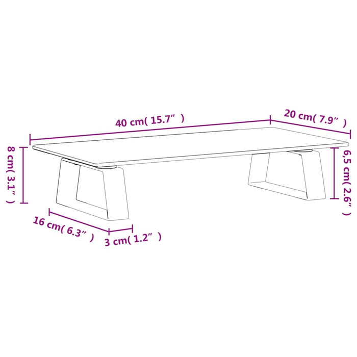 Supporto per monitor da tavolo mobile da scrivania 40 x 20 x 8 cm vetro temperato e metallo nero 02_0044860
