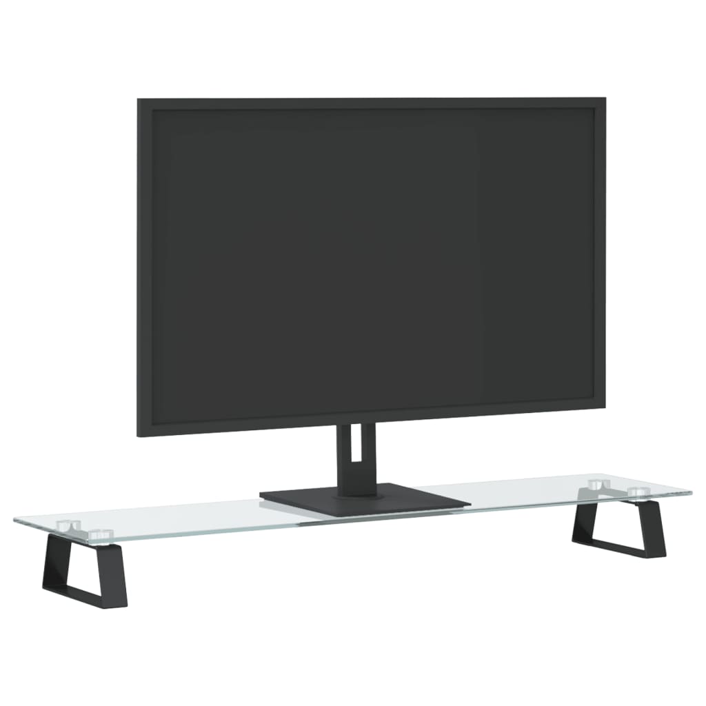 Supporto per Monitor Nero 80x20x8cm Vetro Temperato e Metallo 374225