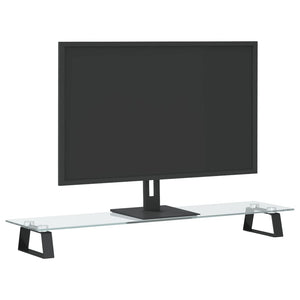 Supporto per Monitor Nero 80x20x8cm Vetro Temperato e Metallo 374225