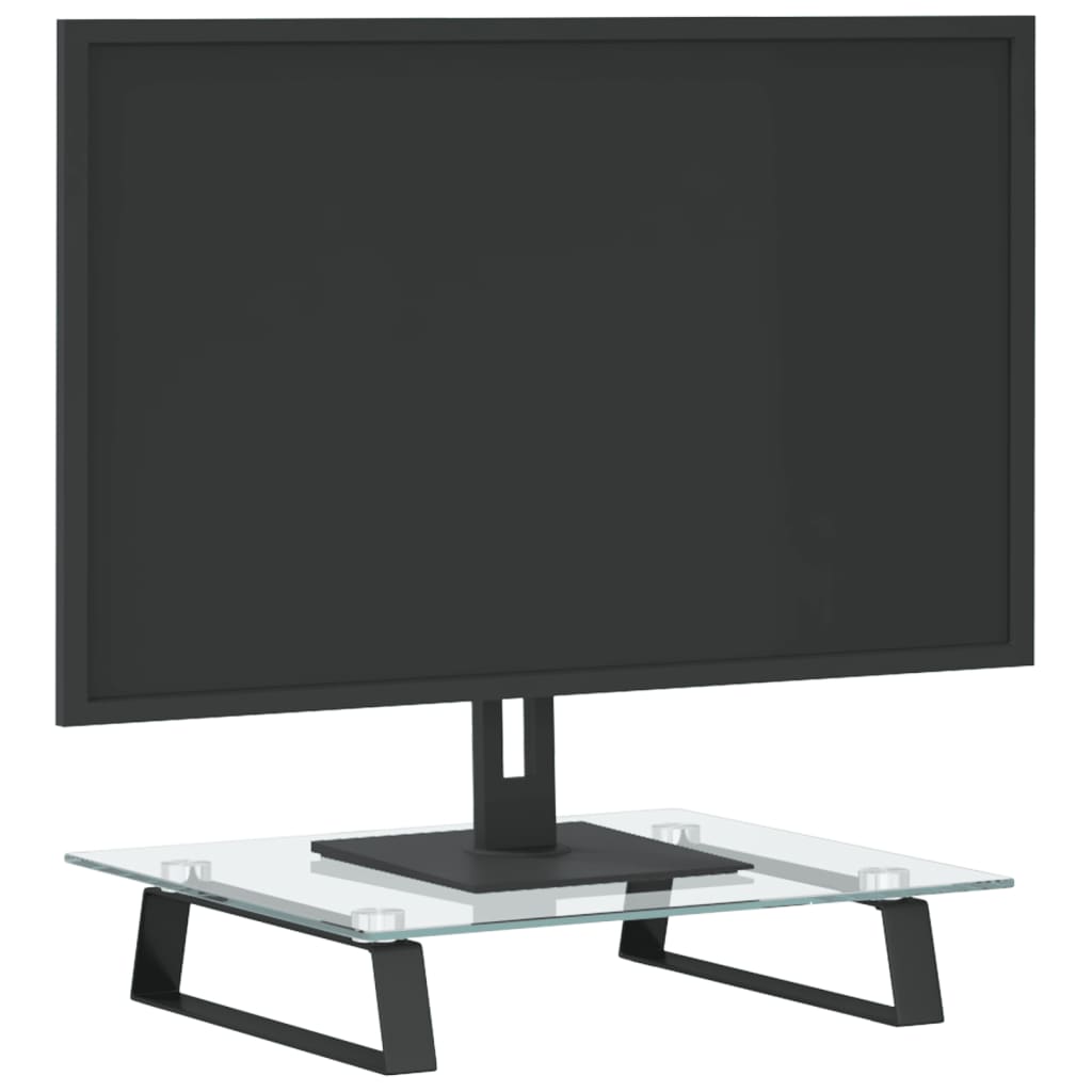 Supporto per Monitor Nero 40x35x8cm Vetro Temperato e Metallo 374227