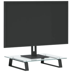 Supporto per Monitor Nero 40x35x8cm Vetro Temperato e Metallo 374227