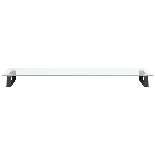 Supporto per monitor da tavolo mobile da scrivania 100 x 35 x 8 cm vetro temperato e metallo nero 02_0044853