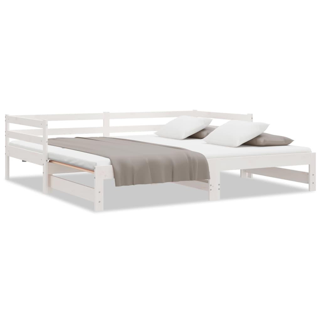 Divano Letto con Letto Estraibile Bianco 90x190cm Massello Pino 840136