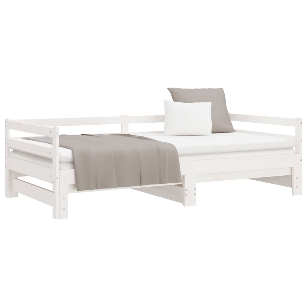 Divano Letto con Letto Estraibile Bianco 90x190cm Massello Pino 840136