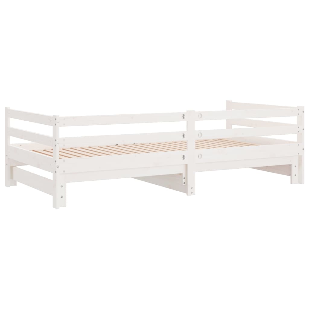 Divano Letto con Letto Estraibile Bianco 90x190cm Massello Pino 840136