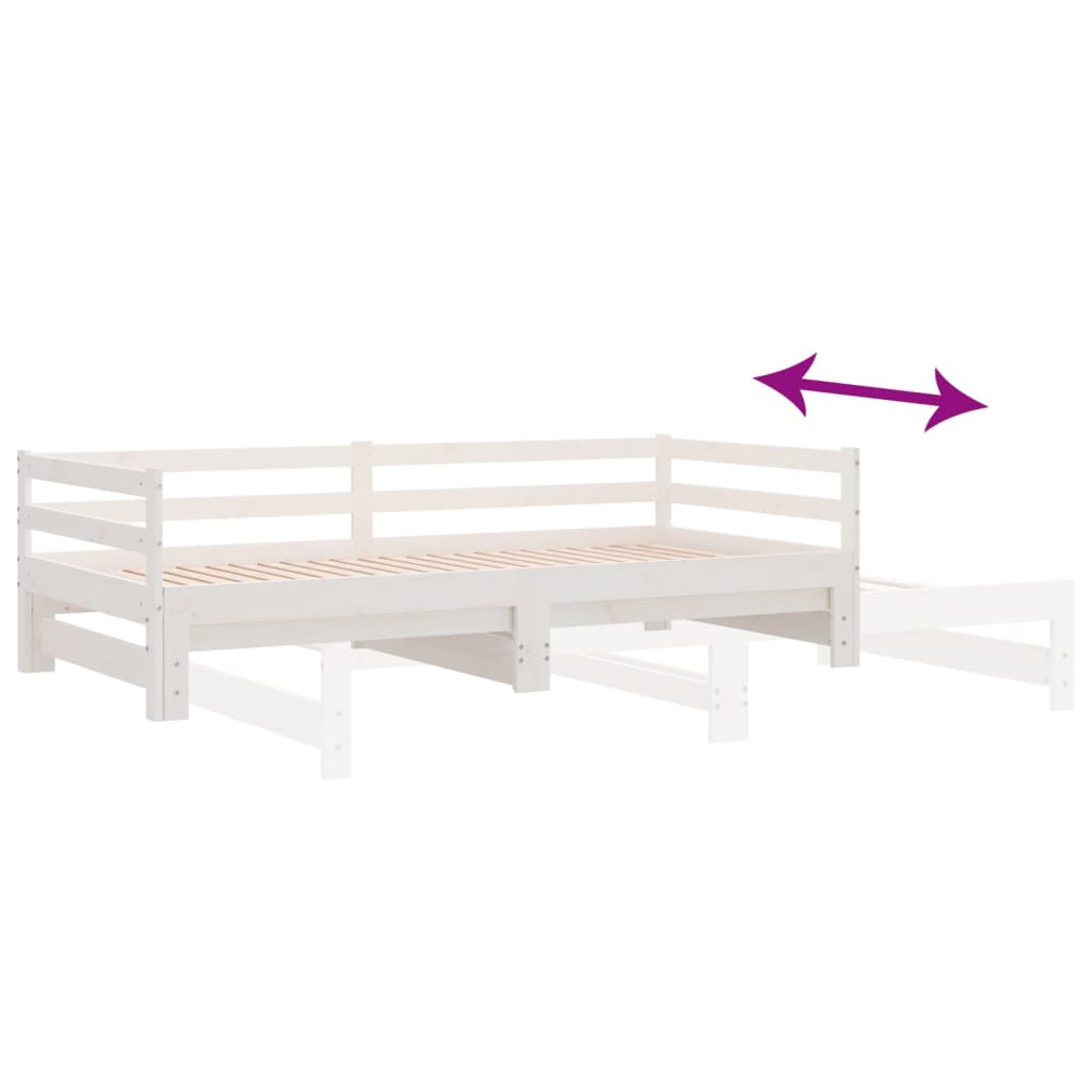 Divano Letto con Letto Estraibile Bianco 90x190cm Massello Pino 840136